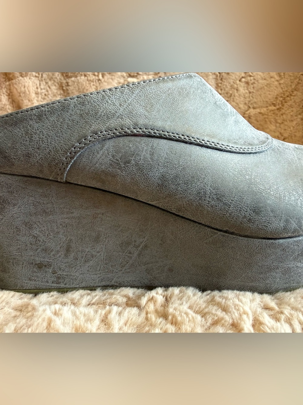 Corkys Indigo Peep-Toe Platform Wedge Mules in Brushed Pewter 8 - Picture 2 of 8